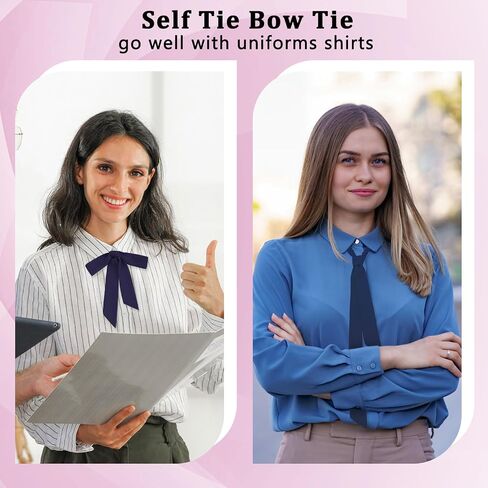 Ribbon Tie, Black/Red/Navy Bow Tie for Women, Girls Neck Self String Tie School Bolo Bowtie for Uniform Shirts in Saudi Arabia