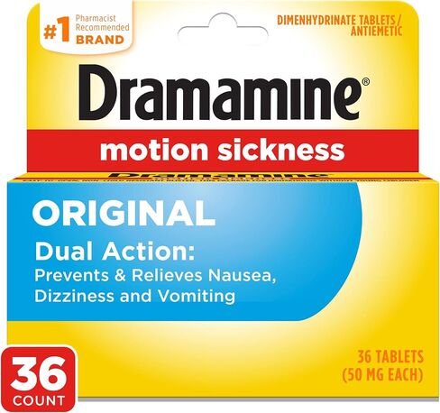 Dramamine Motion Sickness Relief, Original Formula, 36 Count (Pack of 2) in Kuwait