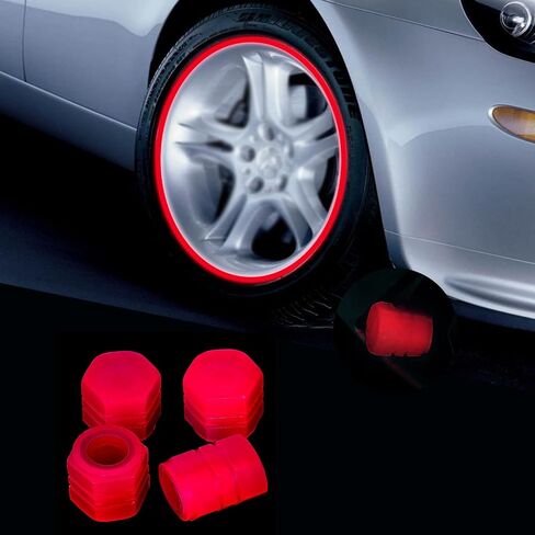 Car Valve Stem Caps, 4 Pack Universal Glow Car Tire Valve Caps Wheel Rim Dust Cover fits Cars, Trucks, Bikes, Motorcycles, Bicycles in Saudi Arabia