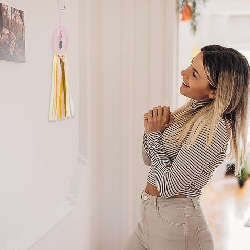 مجموعة من قطعتين من شريط صائد الأحلام من INFUNLY مصنوع يدويًا من صائد الأحلام البوهيمي DIY صائد الأحلام الوردي، تتضمن تعليمات متضمنة زينة معلقة لصائد الأحلام المطرز لغرفة النوم وغرفة المعيشة in Saudi Arabia
