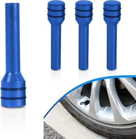 Pack-4 Car Door Lock Knobs, 1.93" x 0.47" Alloy Anti-Scratch Inner Door Lock Pull Pins Decoration, Door Lock Status Bolt with Rubber Ring, Universal Internal Accessory for Car Trucks (Blue) in Saudi Arabia