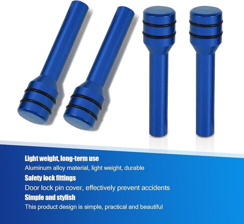 Pack-4 Car Door Lock Knobs, 1.93" x 0.47" Alloy Anti-Scratch Inner Door Lock Pull Pins Decoration, Door Lock Status Bolt with Rubber Ring, Universal Internal Accessory for Car Trucks (Blue) in Saudi Arabia