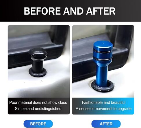 Pack-4 Car Door Lock Knobs, 1.93" x 0.47" Alloy Anti-Scratch Inner Door Lock Pull Pins Decoration, Door Lock Status Bolt with Rubber Ring, Universal Internal Accessory for Car Trucks (Blue) in Saudi Arabia