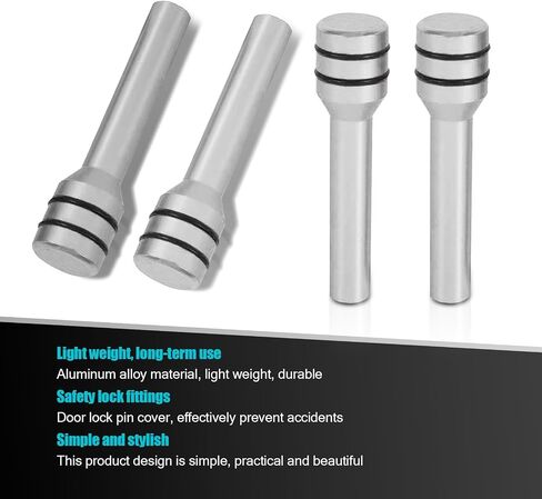 Pack-4 Car Door Lock Knobs, 1.93" x 0.47" Alloy Anti-Scratch Inner Door Lock Pull Pins Decoration, Door Lock Status Bolt with Rubber Ring, Universal Internal Accessory for Car Trucks (Blue) in Saudi Arabia