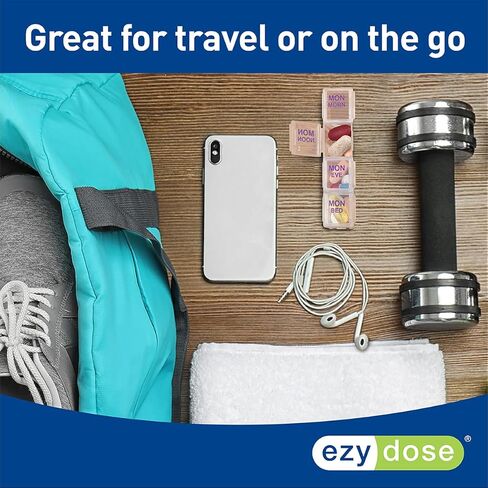 EZY DOSE Weekly (7-Day) Pill Case, Medicine Planner, Vitamin Organizer Box, 4 Times a Day, Small Removable Compartments, Covenient and Easy to Use, Color May Vary, Clear Lids, BPA Free in Kuwait