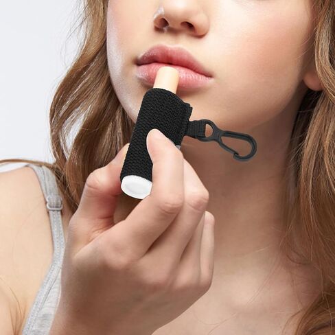 سلسلة مفاتيح حامل مرطب الشفاه، سلسلة مفاتيح مكونة من 3 قطع مع مشبك لحقائب الظهر، والزجاجات الرياضية، وهدايا حامل أكمام أحمر الشفاه المرنة للأصدقاء والنساء والفتيات (طباعة الفهد) in Kuwait