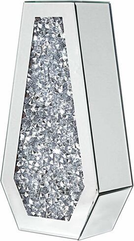 Crushed Diamond Mirrored Flower Vase Large Glass Vase Modern Crystal Decorative Mirror Vases Stunning Luxury Tall Floor Vase for Centerpieces Flowers Home Decor, Silver, 14" H. Can’t Hold Water. in Kuwait