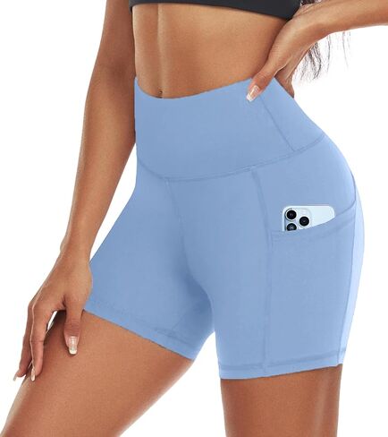 Aoliks Women's 5" Biker Shorts with Pockets High Waist Tummy Control Running Workout Spandex Gym Volleyball Yoga Shorts in Saudi Arabia
