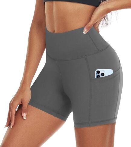 Aoliks Women's 5" Biker Shorts with Pockets High Waist Tummy Control Running Workout Spandex Gym Volleyball Yoga Shorts in Saudi Arabia