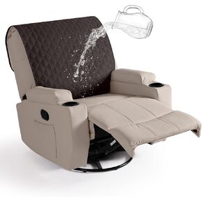 Ruaozz 100% Waterproof Recliner Chair Covers, Upgraded Non Slip Recliner Backrest Cover, Washable Recliner Covers for Reclining Chair with Straps, Headrest Covers for Recliner Chair, Chocolate