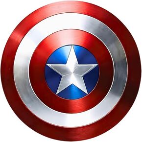 Kids Captain America Shield Metal 12'' Inches, for Kids, Marvel Legends Series, Captain America Shield Kids, Premium, Childrens Costume & Collectible, Wall Decor, Leather Grip.