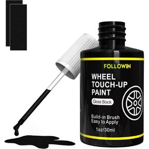 Gloss Black Rim Touch Up Paint for Cars, Black Wheel Paint Repair Kit, Automotive Rim Scratch Repair, Touch up Paint Kit with Brush, Repair Rim Curb Rash, Wheel Scratch, Surface Damage,1OZ(30ml)