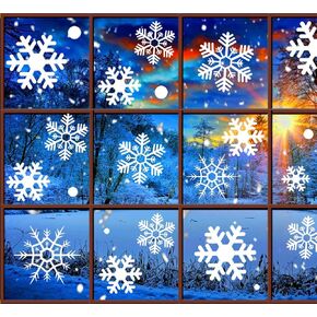 Snowflake Window Clings for Glass Windows Christmas Decorations, White Snowflakes Window Decals Reusable, Winter Snowflake Decals Window Cling, Snow Christmas Decor Gift for Kids [10 Sheets, 200+pcs]