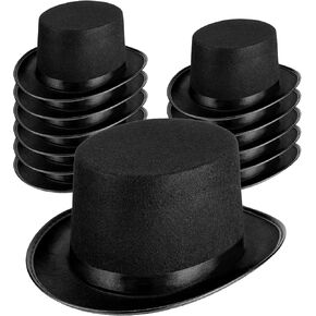 Loopeer 12 Pcs Black Felt Magician Hats - Unisex Formal Costume Novelty Hat for Men Women Dress Up Fancy Circus Birthday Party Supplies Favors