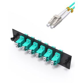 3pack LC Fiber Patch Panel 12 Ports, Multimode LGX Footprint Fiber Patch Panel, with LC to LC UPC Fiber Optic Adapters, for 10GB Networks