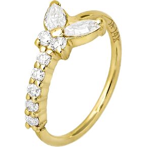 20G 14K Gold 0.15 ctw Moissanite Butterfly Nose Hoop Ring Women's 5/16"(8mm) Nose Ring Twist-open, Marquise Cut, Round Brillian Cut Gemstone