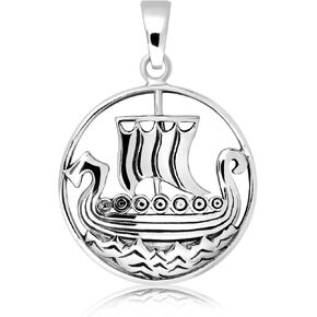 WithLoveSilver 925 Sterling Silver Norse Viking Ship Boat Pendant