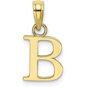 Solid 10k Yellow Gold B Block Initial Letter Alphabet Charm Pendant