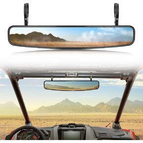 KEMIMOTO UTV Rearview Mirror, 15" UTV Race Convex Center Mirror with 3/4 1.75" or 2" Clamps Compatible with Polaris RZR PRO XP R, Pioneer, CFMOTO ZFORCE, Can-Am Commander Maverick, 1000R 1000X