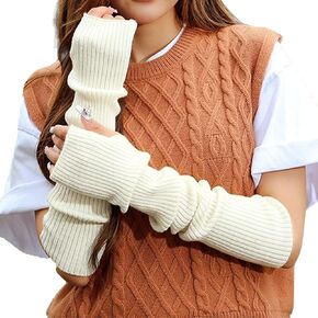 Y2k Arm Warmers Women Winter, Knit Warm Fingerless Gloves for Womens, Arm Warmers Y2k for Cold Weather