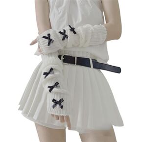 Women's Cute Y2K Arm Warmers Kawaii Knitted Arm Sleeve Gothic Punk Style Fingerless Sleeve for Women