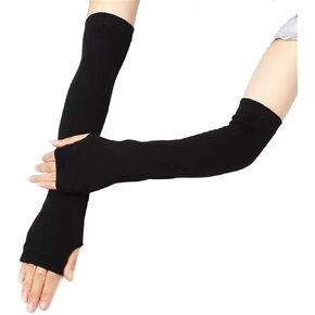 Long Arm Warmers Y2k Fingerless Warm Gloves with Thumb Hole