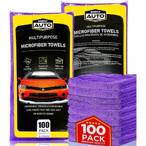 Edgeless Microfiber Cleaning Cloths 100-Pack, Car Detailing Microfiber Towels (12"x12")