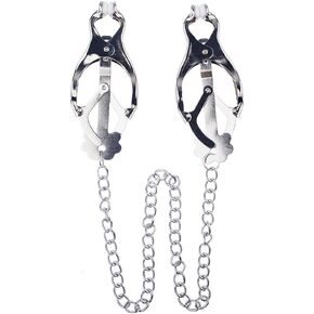 Nipple Clips Clamps Body Pressure Clamps with Chain Adjustable Stainless Steel Clip Metal Body Chain Nipple Ring Non-Piercing Body Jewelry for Women