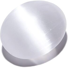 KALIFANO Selenite Palm Stone with Healing & Calming Effects - High Energy Selenita Satin Spar Worry Stone Used for Cleansing and Protection (Information Card Included)
