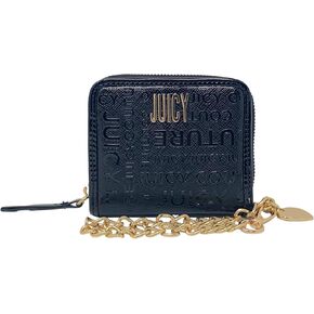 Juicy Couture Women’s Chain My Heart Small Zip Around Wristlet Wallet (Liquorice)