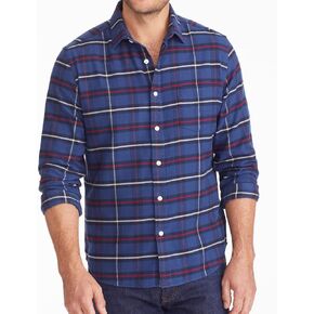 UNTUCKit Flannel Andes Shirt - Untucked Shirt for Men, Long Sleeve, Dark Blue Check, Slim Fit
