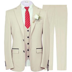 MoranX Men's Suits Slim Fit 3 Piece Wool Twill Formal Jacket+Waistcoat+Trousers Wedding Blazer Party