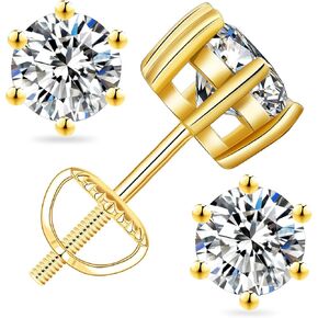 Moissanite Stud Earrings For Women, Lab Created Moissanite 925 Sterling Silver Screw Back Stud Earrings Christmas Gifts For Men