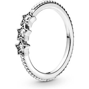 PANDORA Celestial Stars Ring - Sterling Silver Ring for Women - Layering or Stackable Ring - Sterling Silver with Clear Cubic Zirconia - Size 7.5, No Gift Box