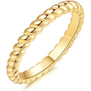 Gold Rings 14K Gold Rings for Women Non Tarnish Gold Rings Twisted Stackable Gold Rings Finger Rings Jewelry Rings for Women 5,6,7,8,9