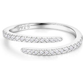 MOOSEA Moissanite Open Twist Rings for Women, 14K White Gold Vermeil D Color VVS1 Clarity Lab Created Matching Rings Open Twist Eternity Band for Women Stackable Rings Jewelry Gifts
