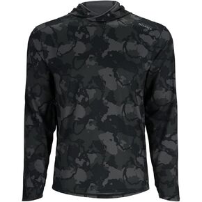 Simms SolarFlex UPF 50+ Shirt - Premium Sun Protection Hoodie for Men, Lightweight, Quick-Dry, Breathable Outdoor Apparel for Men (Regiment Camo Carbon, X-Large)