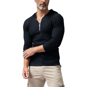 Muscle Alive Men's Fashion Sweatshirts Quarter Zip Up Athletic Hoodies Pullover Long Sleeve Slim Fit