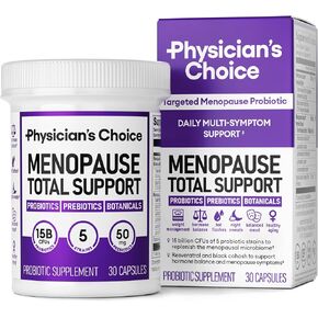 Physician's CHOICE Menopause Probiotic Supplement for Women - Supports Hormone Balance, Hot Flashes, Night Sweats, Weight Management, Bloating & Gut Health - with Black Cohosh, Resveratrol+ - 30ct