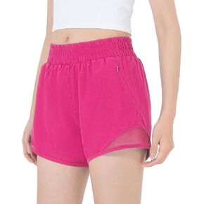 HASMES Girls Athletic Shorts with Zip Pockets Lightweight Running Soccer Shorts for Kids 5-14Y