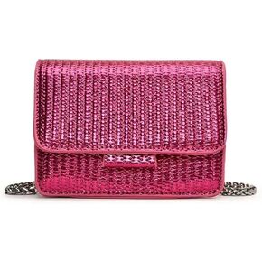 Mini Crossbody Bags for Women Metallic Y2k Mini Purse with Chain Shoulder Strap Designer Evening Handbag Clutch