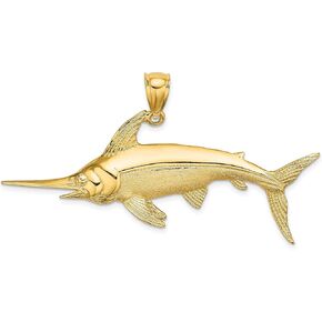 Avariah Solid 10K Yellow Gold 2-D Polished/Satin Swordfish Charm - 23.4mm