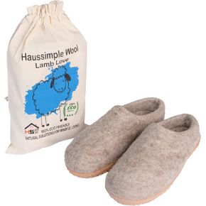 Natural Grey Handmade Wool Clogs Unisex Slip-on Slippers, Women Gray Comfy Slip-on Room Slippers, Unisex Sheep wool slip on home shoes Gift in Kuwait