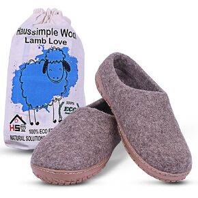 Natural Grey Handmade Wool Clogs Unisex Slip-on Slippers, Women Gray Comfy Slip-on Room Slippers, Unisex Sheep wool slip on home shoes Gift