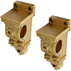 2pcs Drapery Sconce Gold Curtain Rod Holder Plastic Curtain Rod Bracket with 1-4/7 Inch Diameter Hole Drapery Rod Holders Luxury Drapery Rod Brackets for Window Decoration (Gold, Single Hole)