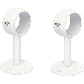 White Edition Stainless Steel Wardrobe Pipe, Closet Lever Support Rod Holder Socket Bracket (1-1/4 INCH 2 Pack)