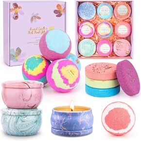Bath Bombs for Women, Relaxing Spa Gift Basket Set, Unique Self Care Gift for Women, Bath Bombs+Scented Candles+Shower Steamer Bubble Bath Gifts for Women Mom Sister Friend Wife Teacher Nurse