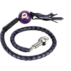 Leather Motorcycle Whips 36"/42" Get Back Whip with ball Heavy Duty Biker Whips Handlebar Accessories for Motorbike (Black&Purple, 42")