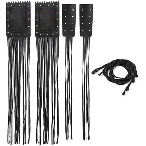 Motorcycle Leather Handlebar Tassels丨 2Pcs Motorcycle Fringe Handlebar Grip Fringe Sensor丨 2Pcs Motorcycle Handlebar Tassel Fringe Grip Cover Lever Cover Universal