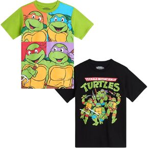 Teenage Mutant Ninja Turtles Boys' T-Shirt - 2 Pack Short Sleeve TMNT Graphic Tees - Crewneck Shirts for Toddler Boys (3T-16)